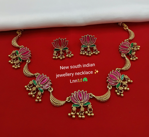 Ensemble de collier fini en or mat Minakari en cuivre avec ensemble de collier fait main conçu à la mode à vendre par les exportateurs - Product Image 4