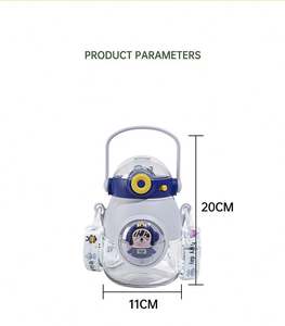 Bouteille d'eau en plastique portable de grande capacité au design mignon avec paille et couvercle pour l'école - Product Image 2