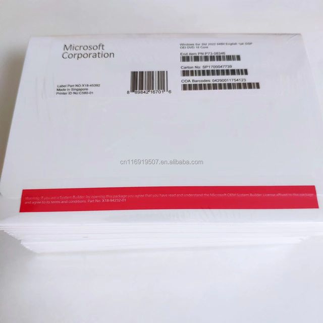 English Version Global Online Activation Software Key for Win Server 2022 Standard 64Bit DVD 16Core Full Package Free Shipping