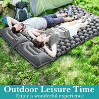 Matelas de couchage gonflable double avec pompe intégrée Presse à pied Ultraléger Imperméable 10mm Extra Thick Camping Mattress Pillow