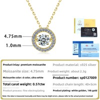 Collier Pendentif en Argent Sterling avec Moissanite Dansante et Design Halo, Pierre Centrale Vibrante - Tendance