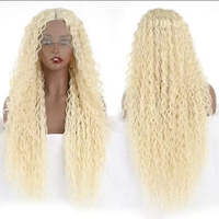 Perruques bouclées profondes africaines tendance en promotion pour femmes, perruques frontales en dentelle, fibres haute température, brésiliennes, vietnamiennes pour femmes noires