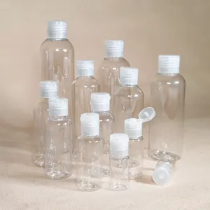 Embalagem de garrafa pet 100ml 120ml 150ml para cosméticos, garrafas plásticas pequenas transparentes para água