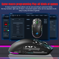 Souris de jeu sans fil silencieuse et légère HXSJ T90 avec 3 modes personnalisables pour les ordinateurs de bureau et de jeu pour droitiers