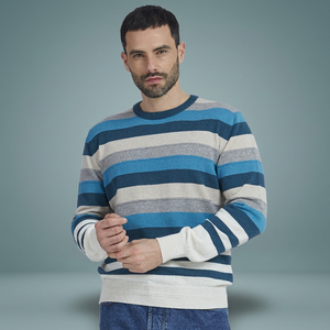 Pull en maille à col rond pour homme, hiver, ODM, manches longues, cachemire écologique, anti-boulochage, fabriqué en Italie, PAOLO NERO - Product Image 2
