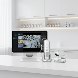 เครื่องวิเคราะห์หนังศีรษะและเส้นผม Ai Scalp and Hair Scanner Analyzer, 4 in 1 พร้อมเลนส์ 200X สำหรับตรวจจับรูขุมขนและภาวะผมร่วง - Product Image 4