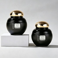Pot en verre noir de luxe pour crème 30g 50g 100g, contenant rond pour crème visage cosmétique avec couvercle en dôme doré, emballage personnalisé pour soins de la peau