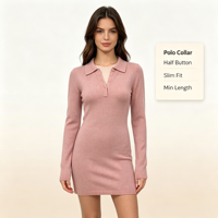 Pull-over élégant et décontracté pour femme Edna, de haute qualité, avec fermeture boutonnée, rose, tendance, léger et chaud, pour l'hiver et l'automne, style polo