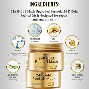 Limpieza profunda 24K Lámina <span class=keywords><strong>de</strong></span> oro Colágeno facial Peel Off Máscara <span class=keywords><strong>de</strong></span> belleza Lightening Tea Tree and Witch Hazel Peel Off Mask - Product Image 5