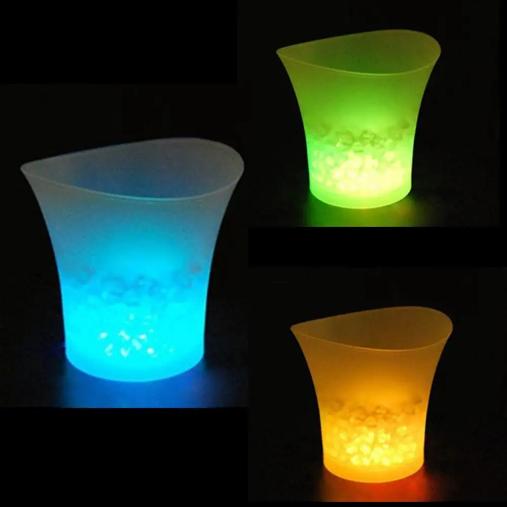 Tonneau à glace en plastique à LED 7 couleurs de 5l, glace, Bars, éclairage LED, fête, couleur Champagne, bière