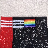 SHANXIN pas cher paillettes à la mode longue cuisse haute sur le genou chaussettes femme