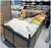 Étagères à riz en métal réglables personnalisées pour supermarchés, présentoir à noix et céréales en bois avec roulettes, présentoir à fruits secs