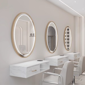 Sillón de Barbería de Diseño Moderno con Luz LED y Espejo, Muebles de Salón de Belleza y Peluquería Hechos de Metal - Product Image 2