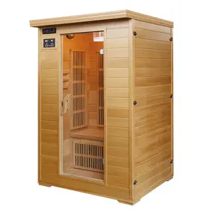Solid wood LCD control panel 2 person far infrared dry sauna room for home use