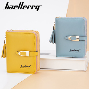 Baellerry Women's Short <b>Wallet</b> Pu Leather Zipper Card <b>Holder</b> With Tassel Multifunctional Yellow Spring 2023 - Product Image 3