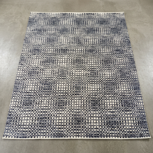 Tapis géométrique gris et blanc en laine, moderne, noué à la main, lavable, pour la décoration intérieure du salon, tapis de designer - Product Image 1