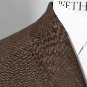 Traje de Pantalón de Estilo Británico Retro, Corte Slim, Tweed Espigado, Casual, para <span class=keywords><strong>Caballero</strong></span> - Product Image 3