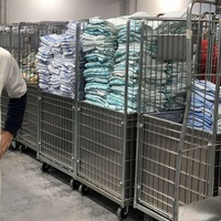 Chariot de blanchisserie industriel personnalisé avec couvercle, fermeture éclair et étagères