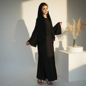 Alta calidad gasa hecha a mano con cuentas abierto Abaya adorno Dubai Abaya lujo EID islámico musulmán mujeres vestido modesto Abaya - Product Image 5