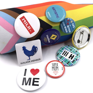 Wholesale <strong>Button</strong> Pins Cheap Custom Round Shaped Tinplate <strong>Material</strong> Metal Brooch <strong>Badges</strong> for Promotion - Product Image 1
