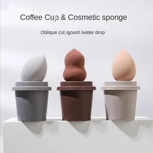 Hot Sale Kosmetisches Ei Milky Tea Powder Puff Super weicher, schweiß fester Beauty Private Label Latex Free Coffee Cup Makeup Sponge