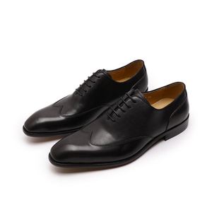Black Casual Genuine Leather Pointed Toe Oxford Shoes Formal for <b>Men</b> - Product Image 1