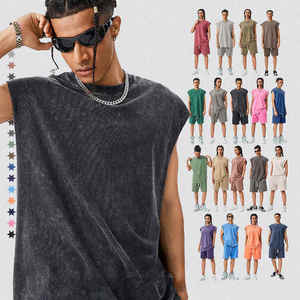 Débardeur Homme Vintage Lavé Décontracté 100% Coton Uni Personnalisé pour <span class=keywords><strong>l</strong></span>'Été et la Gym 2026 - Product Image 1