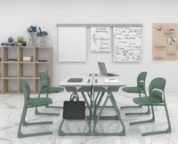 Bureau d'école conforme aux normes ANSI/BIFMA, plateau en bois, structure en acier, design contemporain, durable, écologique, usage commercial, salon