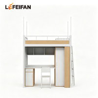 Lit superposé multifonction de luxe en métal pour dortoir, avec bureau intégré