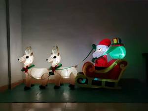 Luces <span class=keywords><strong>LED</strong></span> Decorativas para Fiestas Familiares al Aire Libre, Inflable Navideño <span class=keywords><strong>de</strong></span> Santa Claus Sentado en un Trineo con 2 Renos - Product Image 3