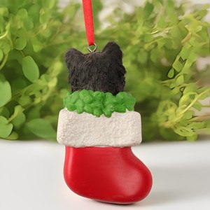 Productos en Stock, Amuleto Personalizado de Cachorro <span class=keywords><strong>Chihuahua</strong></span> de Pelo Largo de 2.95'' de Alto, Estilo Clásico Personalizado, Estatua Navideña en Tonos Pastel - Product Image 3