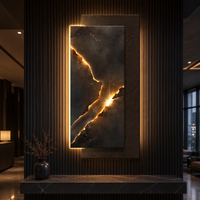 Murale LED moderne rétroéclairée en pierre de luxe avec effet de fissure lumineuse pour hall d'hôtel, villa, couloir, entrée – Vente en gros et sur mesure