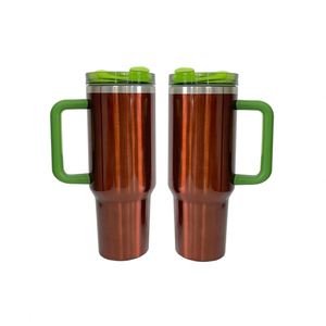 Gobelet isotherme en acier inoxydable à double paroi pour sublimation, couleur Bronze H2.0 Or Rose, 40 oz, avec couvercles verts, vente en gros - Product Image 4