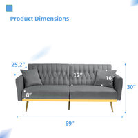 Modernes Klappbares Beige-Cremefarbenes Leinen-Daunensofa mit 3 Sitzen und Kissen 2023 Wohnzimmer
