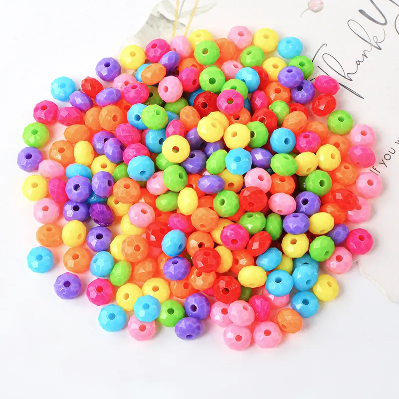 3200pcs Small Acrylic Loose Polygonal Beads Deep Color Children Diy Handmade Bead Toy