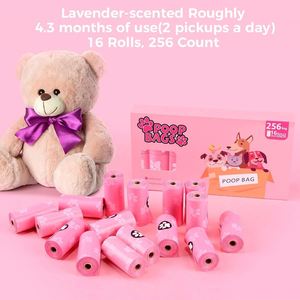9x13 Inches <b>Pink</b> Thickened Leakproof Lavender Scent Biodegradable Portable Eco-Friendly <b>Dog</b> Poop Bags - Product Image 2