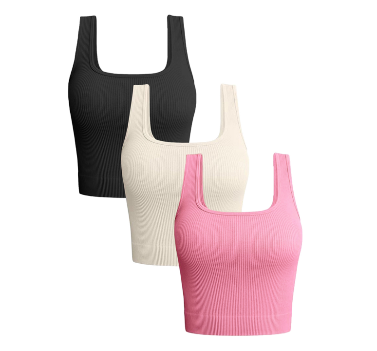 Gym Fitness Yoga Bra Sports Crop Tops Seamless Ribbed Sports Bra Tops Knit Paddleless Top Women High Strength Shock Proof Wear