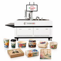 Imprimante numérique à jet d'encre automatique pour gobelets en papier, bols, boîtes à lunch, sacs en kraft, cartons et emballages moulés en pâte avec alimentation automatique