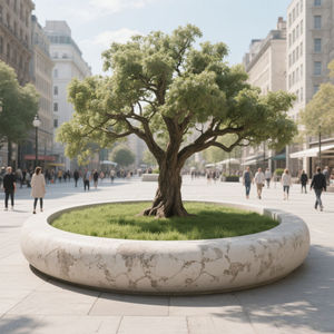 Circular Tree Surround Seat with GRC Material <b>for</b> Mall and School Outdoor Use-Durable & Eco-Friendly Commercial Waiting <b>Chair</b> - Product Image 5