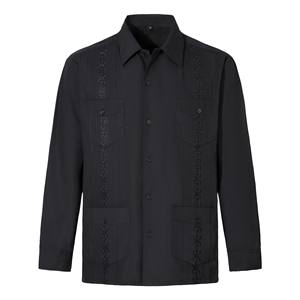 Camisas Guayaberas de Alta Gama para Hombre, Estilo Casual, Manga Larga, Estilo Cubano Mexicano, Tela Popelina, Antiarrugas, Secado Rápido, OEM - Product Image 6
