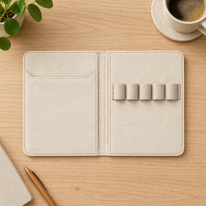 Étui à crayons et pochette pour livre deux-en-un en toile format A5, personnalisable avec logo, pochette de papeterie en gros - Product Image 2