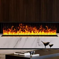 Chimenea Eléctrica 3D Europea de 1000 mm para Interiores, Control por Voz, Llama Simulada, Vapor de Agua Atomizado, Control Remoto Manual