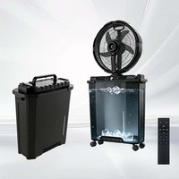 Ventilateur brumisateur portable d'extérieur 12 pouces, solaire, sur pied, avec minuterie, télécommande, batterie lithium 11.1V2200mAh, sortie USB, réservoir d'eau 12L