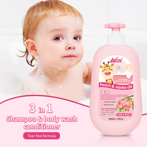 Gel de Ducha, Champú y Acondicionador 3 en 1 para Bebés Nary OEM/ODM, 1L, Aroma a Melocotón y Aceite de Jojoba, No Irrita, Sin Lágrimas, Seguro - Product Image 1