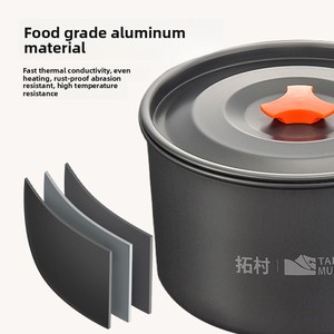 Ustensiles de cuisine de camping Tuocun, en aluminium, pliables, portables, écologiques, super légers, avec couvercle en verre, 3-4L - Product Image 5