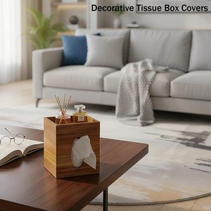 <b>Solid</b> <b>Wood</b> Tissue Box Multi Functional Wooden Desktop Decorative Box With Tissue Dispenser - Product Image 4