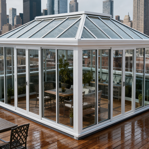 <span class=keywords><strong>Terraza</strong></span> Residencial Personalizada, Moderna, <span class=keywords><strong>de</strong></span> Aluminio con Rotura <span class=keywords><strong>de</strong></span> Puente Térmico, para las Cuatro Estaciones, con Doble Vidrio Templado y Aislante Low-E - Product Image 1