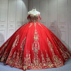 Robes de Quinceanera rouges pour fille Tassesl plissé sur l'épaule Princesse Rojo personnaliser Miss Xv Vestido De Anos Lsmu137 - Product Image 2