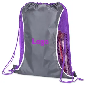 210D Polyester Mesh Sport Pack with Dual Drawstring Cinch the Bag Protection Mesh Side Pocket Bag Promotional