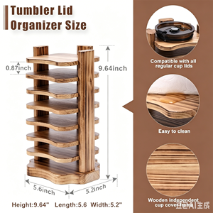 Wooden Handicrafts Wooden Tumbler Lid Storage Rack Holder Freestanding Water Bottle Lid Tumbler Lid Organizer for <strong>Gift</strong> - Product Image 3